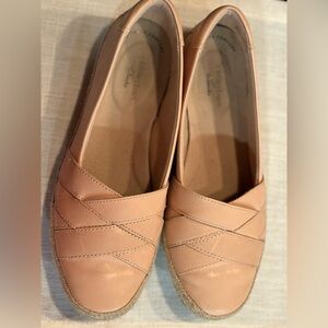 Clarks Light Pink Leather Espadrille Flats